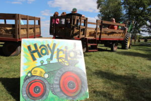 Hayride and sign