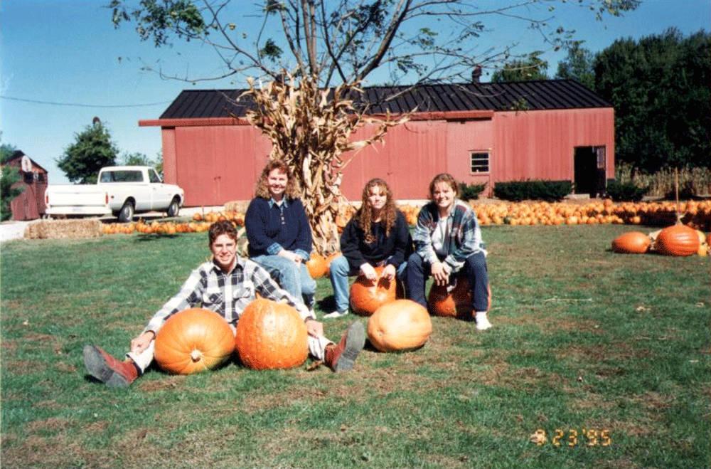 Shawn, Shelly, Sheryl and Shannon with 1995 harvest