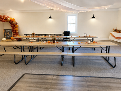 Tables in Birthday Party Area without decor